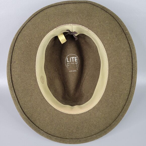Lite Felt Mens Classic Traveler Hat 100% Wool Headwear Brown Tan Size Medium - Picture 10 of 12